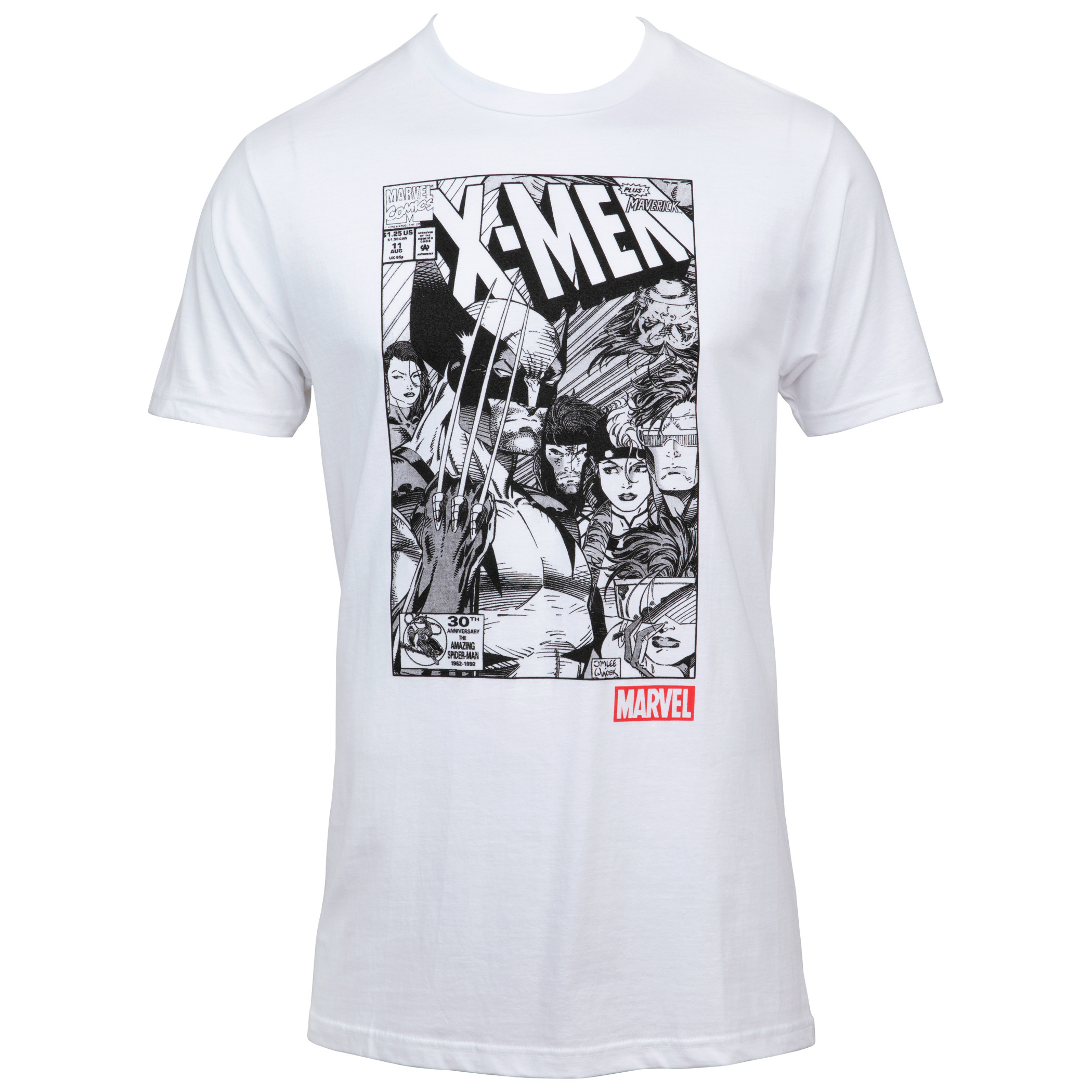 Marvel X-Men Comic Graphic Monotone T-Shirt With Slashes Back Print